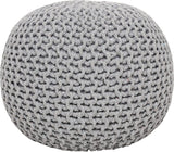 REDEARTH Round Boho Pouf Ottoman -Cable Knitted Cord Boho Pouffe, Stuffed Poof Accent Beanbag Chair Footrest for Living Room, Bedroom, Nursery, Covered Patio, Study Nook (19"x19" x14",Gray)