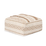 UNSTUFFED Pouf Ottoman Cover Textured Storage Cube Bean Bag Poof Pouffe Accent Chair Seat Footrest for Living Room, Bedroom, Patio, Gym; 100% Cotton (20