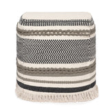 UNSTUFFED Pouf Ottoman Cover - REDEARTH Textured Storage Cube Boho Bean Bag Chair Seat Footrest Stool For Living Room, Bedroom,Nursery,Farmhouse, Kidsroom, Patio, Gym; 100% Cotton (18"X18"X18"; Black)