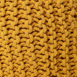 REDEARTH Cylindrical Hand Knitted Pouf - Foot Stool Ottoman - Cord Boho Pouffe - Cotton Round Poof Accent Chair For Home Decor, Kids, Living Room, Bedroom, Nursery, Patio, Lounge(16”x16”x16”; Mustard)