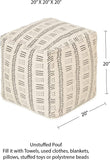 UNSTUFFED Pouf Ottoman Cover - REDEARTH Printed Storage Boho Decor Chair Cube Seat Footrest For Living Room,Bedroom,Nursery, Farmhouse, Kidsroom, Patio;100% Cotton (20X20X20; Pouf Tribal Art Cream)