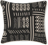 REDEARTH Printed Throw Pillow Cushion Covers-Woven Decorative Farmhouse Cases set for couch, sofa, bed, chair, dining, patio, outdoor, car; 100% Cotton (18x18"; Black1) Pack of 4