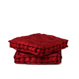 REDEARTH Velvet Floor Pillows-Premium Rayon Cotton Velvet washable extra soft plush square seat cushion with handle for dining, patio, office, outdoor, hardwood floor (18x18x4"; Wine Red) Pack of 2