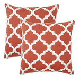 REDEARTH Printed Throw Pillow Cushion Covers-Woven Decorative Farmhouse Cases set for couch, sofa, bed, chair, dining, patio, outdoor, car; 100% Cotton (18x18"; Burnt Orange) Pack of 2