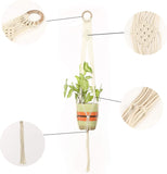 REDEARTH Macrame Woven Plant Hanger -Boho Chic Plant Hanging Planter Holder Stand for Flower Pots Vases Indoor Outdoor Art Décor;100% Cotton (4 Legs, Natural1) Set of 4