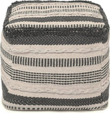 UNSTUFFED Pouf Ottoman Cover Textured Storage Cube Bean Bag Poof Pouffe Accent Chair Seat Footrest for Living Room, Bedroom, Patio, Gym; 100% Cotton (20"X20"X20", Precis Descant Gray)