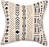 REDEARTH Printed Throw Pillow Cushion Covers-Woven Decorative Farmhouse Cases set for couch, sofa, bed, chair, dining, patio, outdoor, car; 100% Cotton (18x18"; Indigo1) Pack of 2