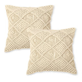 REDEARTH Designer Square Flock Printed Herringbone Throw Pillow Covers Set Cushion Cases Pillowcases 100% Wool (18 x 18 Inches / 45 x 45 cm; Dk Brown); Pack of 2