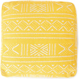 UNSTUFFED Pouf Ottoman Cover - REDEARTH Printed Storage Boho Poof Decor Accent Chair Cube Seat Footrest For Living Room,Bedroom,Nursery, Farmhouse, Kidsroom, Patio;100% Cotton (20X20X20; Mustard)