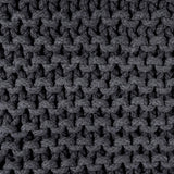 REDEARTH Cube Pouf Foot Stool Ottoman -Hand Knitted Coffee Table, Cotton Cord Boho Pouffe, Home Décor Poof, Ready to Use Footrest for Living Room, Bedroom, Nursery (16”x16”x16”; Dark Gray)