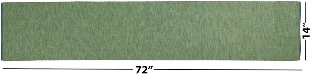 REDEARTH Christmas Table Runner-Two Tone Thanksgiving Fall Harvest Decor Ribbed Woven Table Linen for Round, Rectangle Dining Table, Coffee Table, Console, Dresser; 100% Cotton (14x72"; Green)