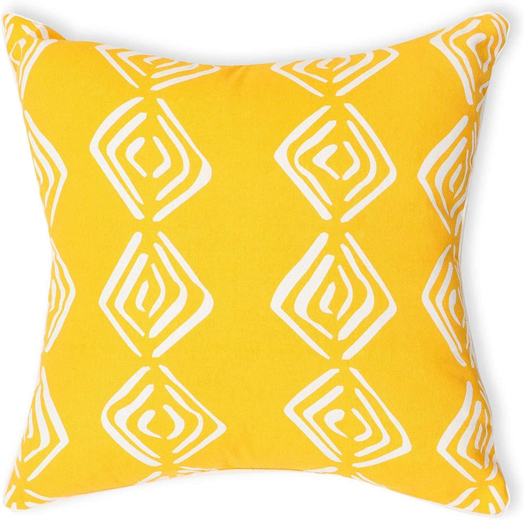 REDEARTH Printed Throw Pillow Cushion Covers-Woven Decorative Farmhouse Cases set for couch, sofa, bed, chair, dining, patio, outdoor, car; 100% Cotton (18x18"; Mustard1) Pack of 4