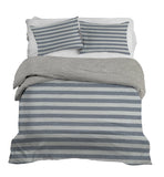 REDEARTH Jersey Knit Cotton Duvet Cover Set -with 2 Pillow Shams in Super Soft Easy Care Heather Fabric, Zipper Closure, Pure Cotton (Duvet Cover Set King, Gray Striper) Set of 3