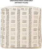 UNSTUFFED Pouf Ottoman Cover - REDEARTH Printed Storage Boho Decor Chair Cube Seat Footrest For Living Room,Bedroom,Nursery, Farmhouse, Kidsroom, Patio;100% Cotton (20X20X20; Pouf Tribal Art Cream)