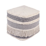 UNSTUFFED Pouf Ottoman Cover -REDEARTH Boho Textured Storage Square Extra Seat, Farmhouse Poof Pouffe Accent Home Decor for Living Room, Bedroom, Nursery, Kidsroom, Study Nook (20x20x20; Black)