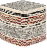 UNSTUFFED Pouf Ottoman Cover Textured Storage Cube Bean Bag Poof Pouffe Accent Chair Seat Footrest for Living Room, Bedroom, Patio, Gym; 100% Cotton (18"X18"X18", Motley Bohemia)