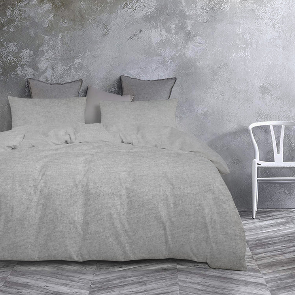 REDEARTH Jersey Knit Cotton Duvet Cover Set -with 2 Pillow Shams in Super Soft Easy Care Heather Fabric, Zipper Closure, Pure Cotton (Duvet Cover Set King, Gray Melange) Set of 3