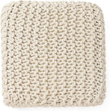 REDEARTH Cube Low Pouf Foot Stool Ottoman -Hand Knitted Poof, Cord Boho Pouffe, Home Dcor Accent Chair, Stuffed Footrest for Living Room, Bedroom, Nursery, Covered Patio 16x16x8; Ivory