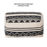UNSTUFFED Pouf Ottoman Cover Textured Storage Cube Bean Bag Poof Pouffe Accent Chair Seat Footrest for Living Room, Bedroom, Patio, Gym; 100% Cotton (20"X20"X8", Ziggurat Obsession Natural)
