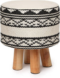 REDEARTH Foot Stool -Handmade Wooden 4 Legs Tufted Seat Footrest for Living Room, Bedroom, Nursery, kidsroom, Patio, Gym; 100% Cotton (16x14x14; Natural)