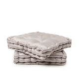 REDEARTH Velvet Floor Pillows-Premium Rayon Cotton Velvet washable extra soft plush square seat cushion with handle for dining, patio, office, outdoor, hardwood floor (18"x18"x4"; Light Gray) Pack of 2