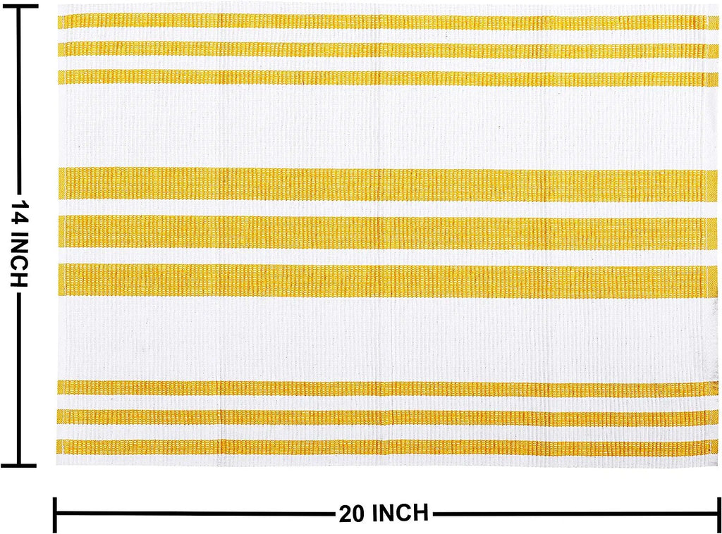 REDEARTH Placemats-Yarn Dyed Ribbed Woven Table Linen for Square, Round, Rectangle Dining Table, Coffee Table, Console, Dresser; 100% Cotton (14x20"; Mustard) Set of 6