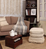UNSTUFFED Pouf Ottoman Cover -REDEARTH Textured Storage Cube Bean Bag Poof Pouffe Accent Chair Seat Footrest for living room, bedroom, nursery, kidsroom, patio, gym; 100% Cotton (20x20x20; Natural)