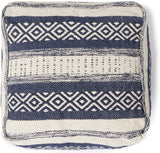 UNSTUFFED Pouf Ottoman Cover - REDEARTH Textured Storage Cube Bean Bag Poof Pouffe Accent Chair Seat Footrest For Living Room, Bedroom, Patio, Gym; 100% Cotton (20"X20"X20", Indigo Impressions)
