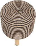 REDEARTH Foot Stool -Handmade Wooden 4 Legs Tufted Seat Footrest for Living Room, Bedroom, Nursery, kidsroom, Patio, Gym; 50% Jute 50% Cotton (16x14x14; Black Natural)