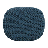 REDEARTH Round Pouf Bean Bag Ottoman -Foot Stool Hand Knitted, Home Decor Pouffe Ready to Use, Cable Boho Poof Beanbag Chair Footrest for Living Room, Bedroom, Nursery, Patio (19”x19”x14”; Teal)