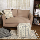 UNSTUFFED Pouf Ottoman Cover - REDEARTH Printed Storage Boho Decor Chair Cube Seat Footrest For Living Room,Bedroom,Nursery, Farmhouse, Kidsroom, Patio;100% Cotton (20X20X20; Pouf Tribal Art Cream)