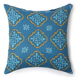 REDEARTH Printed Throw Pillow Cushion Covers-Woven Decorative Farmhouse Cases set for couch, sofa, bed, chair, dining, patio, outdoor, car; 100% Cotton (18x18"; Persian Blue1) Pack of 4