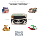 UNSTUFFED Pouf Ottoman Cover Textured Storage Cube Bean Bag Poof Pouffe Accent Chair Seat Footrest for Living Room, Bedroom, Patio, Gym; 100% Cotton (20"X20"X8", Ziggurat Obsession Natural)