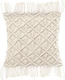 REDEARTH Macrame Throw Pillow Cushion Covers-Woven Decorative Farmhouse Square Cases set for couch, sofa, bed, farmhouse, chair, dining, patio, outdoor, car; 100% Cotton (18x18"; Natural) Pack of 2