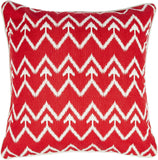 REDEARTH Printed Throw Pillow Cushion Covers-Woven Decorative Farmhouse Cases set for couch, sofa, bed, farmhouse, chair, dining, patio, outdoor, car; 100% Cotton (18x18"; Red) Pack of 4