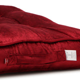 REDEARTH Velvet Floor Pillows-Premium Rayon Cotton Velvet washable extra soft plush square seat cushion with handle for dining, patio, office, outdoor, hardwood floor (22x22x4"; Wine Red) Pack of 2