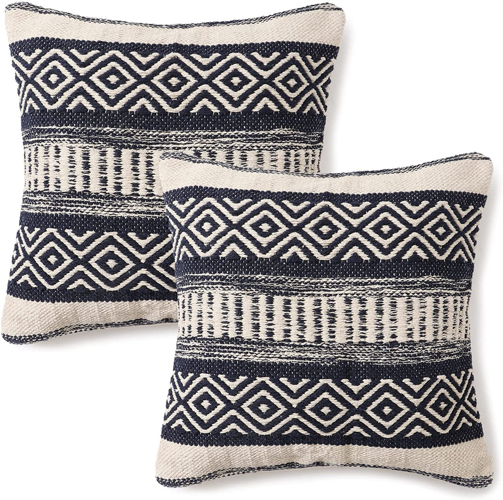 Throw Pillow Covers Set of 4 Decorative 20x20 Inch for Sofa Couch, Large  Blue and White Square Outdoor Accent Pillows Cover Case for Cushions Bed  and Living Room Farmhouse Decoration ( Dark