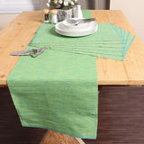 REDEARTH Christmas Table Runner-Two Tone Thanksgiving Fall Harvest Decor Ribbed Woven Table Linen for Round, Rectangle Dining Table, Coffee Table, Console, Dresser; 100% Cotton (14x72"; Green)