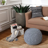 REDEARTH Round Pouf Ottoman -Macrame Hand Knitted Poof Pouffe Ottoman Cover Accent Chair Seat Footrest for Living Room, Bedroom, Nursery, kidsroom, Patio, Gym; 100% Cotton (19x19x14; Gray)