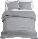 Redearth Jersey Knit Cotton Duvet Cover Set of 3 Best Luxury Sheets Set -With 1 Duvet Cover and 2 Pillow Shams in Super Soft Easy Care Fabric; Zipper Closure, Extra Comfort 100% Cotton (90x90; 20x26;Gray)