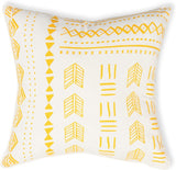 REDEARTH Printed Throw Pillow Cushion Covers-Woven Decorative Farmhouse Cases set for couch, sofa, bed, chair, dining, patio, outdoor, car; 100% Cotton (18x18"; Mustard1) Pack of 4