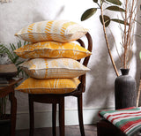 REDEARTH Printed Throw Pillow Cushion Covers-Woven Decorative Farmhouse Cases set for couch, sofa, bed, chair, dining, patio, outdoor, car; 100% Cotton (18x18"; Mustard1) Pack of 4