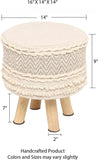 REDEARTH Foot Stool -Handmade Wooden 4 Legs Tufted Seat Footrest for Living Room, Bedroom, Nursery, kidsroom, Patio, Gym; 100% Cotton (16x14x14; Taupe)