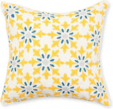 REDEARTH Printed Throw Pillow Cushion Covers-Woven Decorative Farmhouse Cases set for couch, sofa, bed, chair, dining, patio, outdoor, car; 100% Cotton (18x18"; Mustard1) Pack of 2