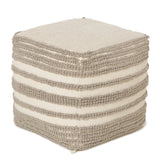 UNSTUFFED Pouf Ottoman Cover -REDEARTH Boho Textured Storage Square Poof, Pouffe Extra Seat Space Saver for Living Room, Bedroom, Nursery, Kidsroom, Patio; 100% Cotton (20x20x20; Taupe)