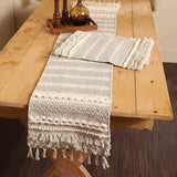 REDEARTH Table Runner-Hand Woven Exquisite Artisan Made Boho Decorative Table runner for Dining Table, Coffee Table, Console, Dresser; 100% Cotton (14x72"; Natural)