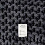 REDEARTH Cube Pouf Foot Stool Ottoman -Hand Knitted Coffee Table, Cotton Cord Boho Pouffe, Home Décor Poof, Ready to Use Footrest for Living Room, Bedroom, Nursery (16”x16”x16”; Dark Gray)