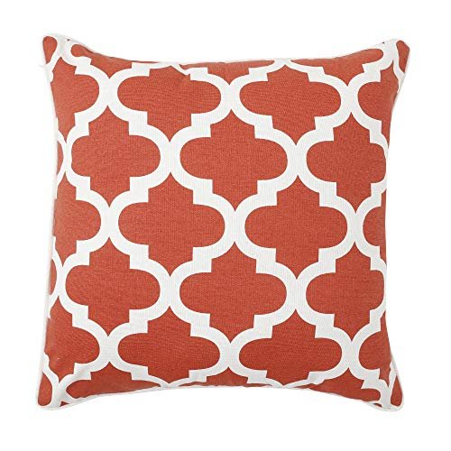 REDEARTH Printed Throw Pillow Cushion Covers-Woven Decorative Farmhouse Cases set for couch, sofa, bed, chair, dining, patio, outdoor, car; 100% Cotton (18x18"; Burnt Orange) Pack of 2
