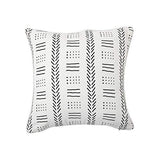 REDEARTH Printed Throw Pillow Cushion Covers-Woven Decorative Farmhouse Cases Set for Couch, Sofa, Bed, Chair, Dining, Patio, Outdoor, car; 100% Cotton (18x18; Ivory) Pack of 2