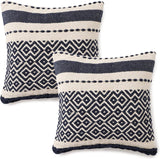 REDEARTH Textured Throw Pillow Cushion Covers-Hand Woven Tufted Decorative Farmhouse Cases Set for Couch, Sofa, Bed, Chair, Dining, Patio, Outdoor; 100% Cotton (18x18; Indigo) Pack of 2…
